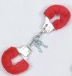 Handschellen mit Pl�sch�berzug, rot