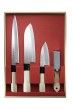 Japanisches Kochmesser-Set, 3 Messer und Abziehstein