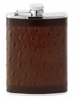 Herbertz Taschenflasche, Edelstahl, Leder, 230 ml